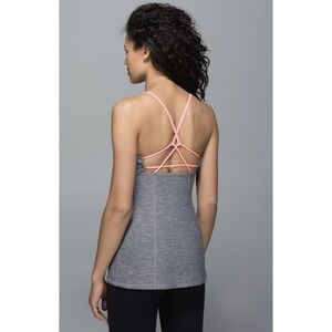 Lululemon Heathered Slate Grapefruit Dancing Warrior Athleisure Tank‎ Top Size 4